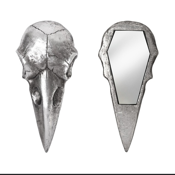 DISCONTINUED!! Alchemy Gothic Raven Skull Hand Mirror NWT - Picture 3 of 3